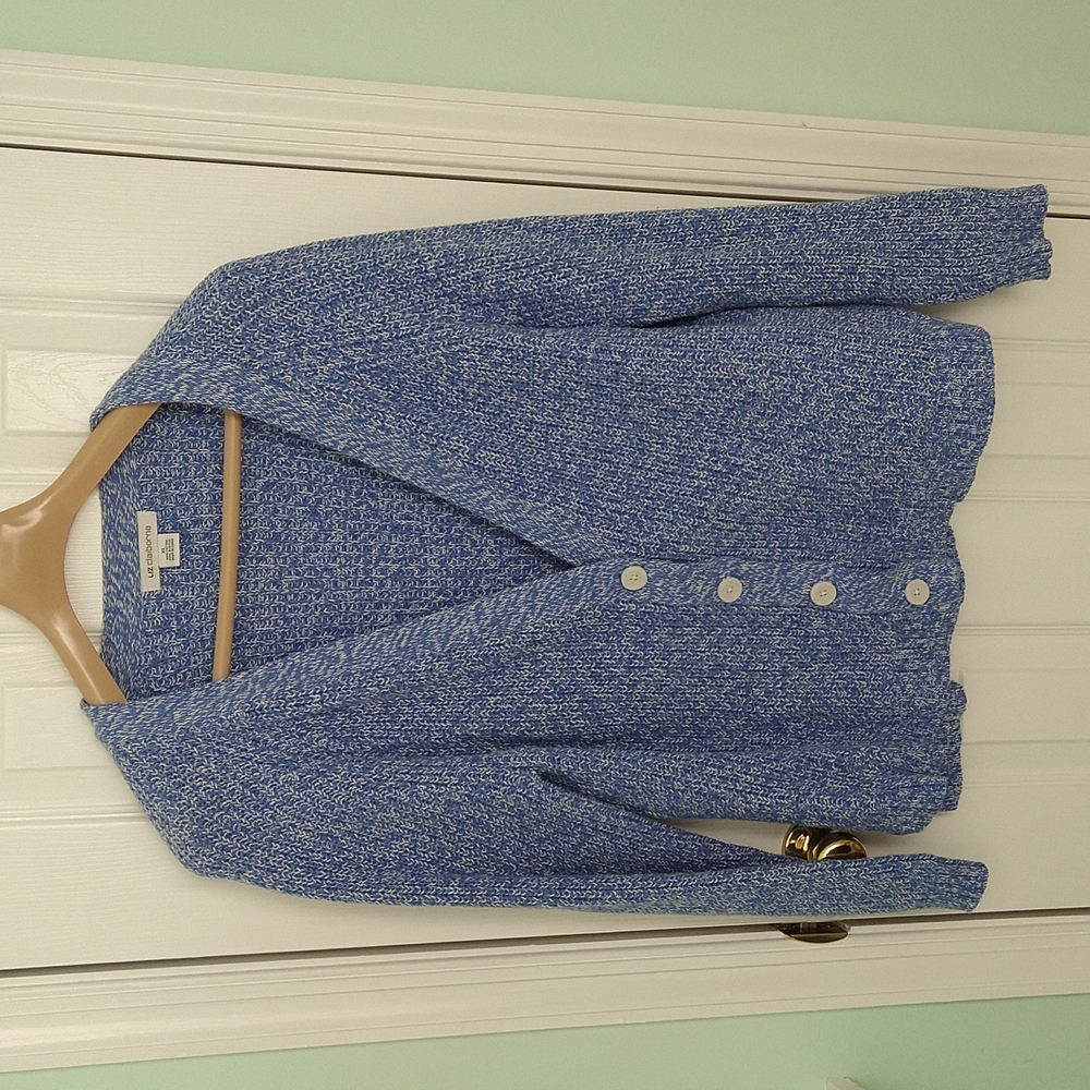 Liz Claiborne Blue and White Cardigan Sweater XL
